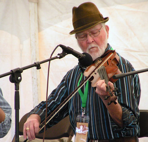 Sam Wood playing fiddle at the Blue Ridge Folklife Festival, 2011. Ferrum, Virginia. 
