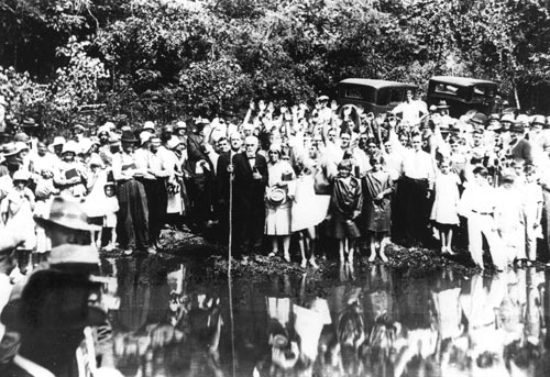 River baptism service, 1930. Franklin County, Virginia. 
