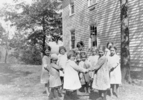 Girls playing a ring game at St. Peter’s in the Mountains, an Episcopal mission school, circa 1914. Callaway, Virginia. <br>
(Blue Ridge Heritage Archives, Ferrum College/Franklin County Bicentennial Collection)
