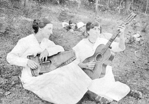 Unidentified autoharp player and guitarist, 1917. Patrick County, Virginia.<br>
(Blue Ridge Heritage Archives, Ferrum College/Patrick County Bicentennial Collection)